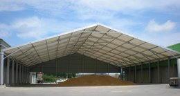 Canopy for storing bulk grain